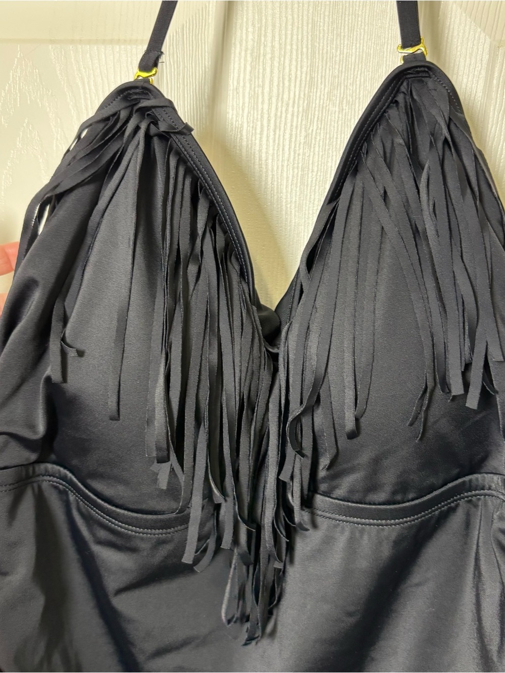 Swimsuits for All x Kim Gravel Fringe One Piece Bathing Suit Black Plus 16 NEW - Picture 5 of 10